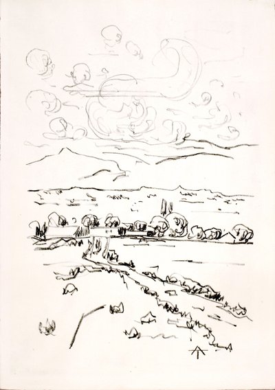 Paisagem com nuvens cumuladas de Allen Tucker