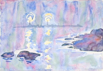 Aguarela no. 73, Azul e lavanda de Allen Tucker