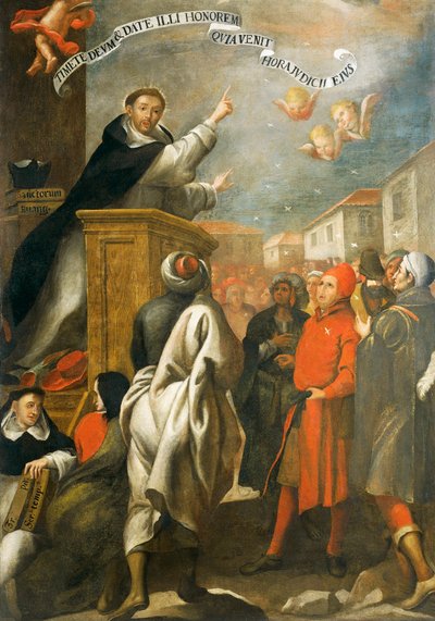 São Vicente Ferrer pregando aos jovens de Salamanca, de Alonso Antonio Villamor (1661-1729). de Alonso Antonio Villamor