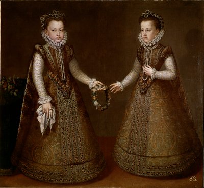 Retrato de Isabel e Catarina, filhas do Rei Filipe II (1527-1598) de Espanha Pintura de Alonso Sanchez-Coello (Sanchez Coello) (cerca de 1531-1588) 1570 em torno de Madrid, Museu do Prado de Alonso Sánchez Coello