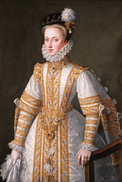 Retrato de Anna da Áustria 15491580, rainha consorte da Espanha, 1571 de Alonso Sánchez Coello
