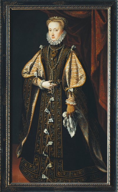 Retrato de Ana de Áustria Rainha consorte de Espanha e Portugal (pintura) de Alonso Sánchez Coello