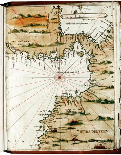 Mapa da América Central e do Peru de Alonso de Santa Cruz