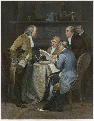 Redação da Declaração de Independência em 1776 de Alonzo Chappel