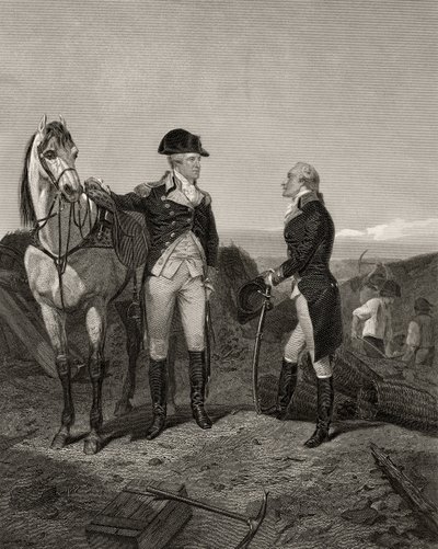 Primeiro encontro de George Washington e Alexander Hamilton, de &39;Life and Times of Washington&39;, Volume I, publicado em 1857 de Alonzo Chappel