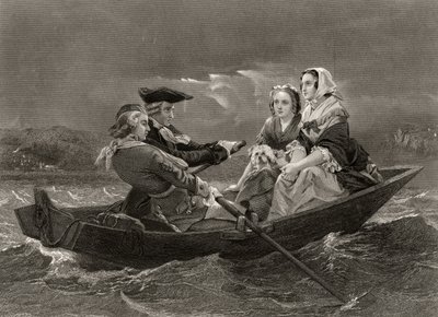 Lady Harriet Ackland em seu caminho para visitar o acampamento de General Gates, de &39;Life and Times of Washington&39;, Volume I, publicado em 1857 de Alonzo Chappel