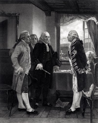 A Conferência de Paz em Staten Island, Entrevista entre Lord Howe e a Comissão do Congresso, 11 de setembro de 1776 de Alonzo Chappel
