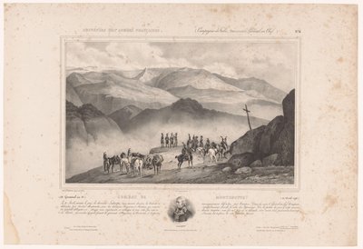 Soldados na véspera da Batalha de Montenotte e retrato de Amédée Emmanuel François Laharpe Combat de Montenotte (12 de abril de 1796) (título no objeto) Memórias do Exército Francês (título da série) Souvenirs des armées françaises (Campanhas d