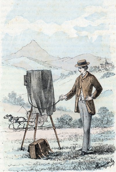Hobby da alta sociedade e da burguesia: a prática da fotografia no amador (fotógrafo amador) Gravação de "The Needs of Life" de Rengade de Alphonse Demarle