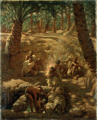 Berberes em um poço oásis (óleo sobre tela) de Alphonse Etienne Dinet