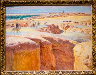 Caravana em El Grara, perto de Ghardaïa (óleo sobre painel) de Alphonse Etienne Dinet