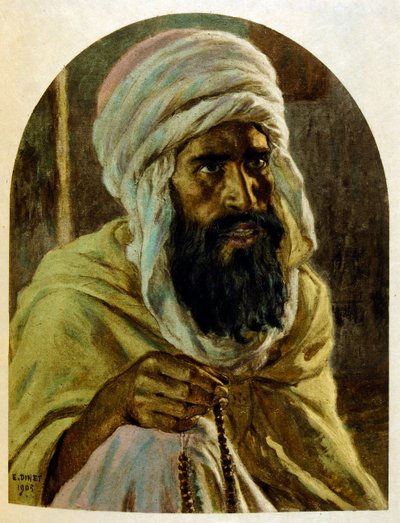 Ilustração de Dinet de "Mirages" Cenas da vida árabe. 1906. Mirages, Scenes De La Vie Arab foi ilustrado por Etienne Dinet com comentários de Silman Ben Ibrahim Bamer. Nasreddine Dinet nasceu como Alphonse-Etienne Dinet; (1861-1929) foi um francês de Alphonse Etienne Dinet