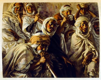 Ilustração de Dinet de "Mirages" Cenas da vida árabe. 1906. Mirages, Scenes De La Vie Arab foi ilustrado por Etienne Dinet com comentários de Silman Ben Ibrahim Bamer. Nasreddine Dinet nasceu como Alphonse-Etienne Dinet; (1861-1929) foi um francês de Alphonse Etienne Dinet