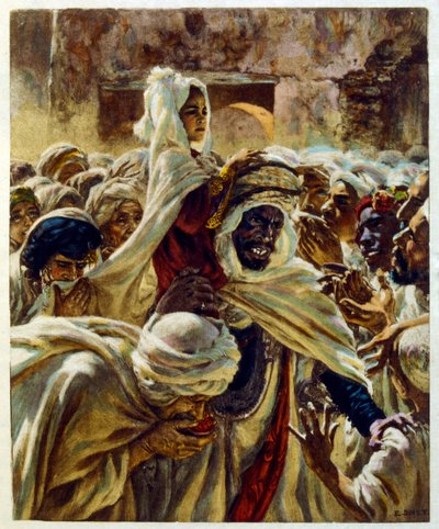 Ilustração de Dinet de "Mirages" Cenas da vida árabe. 1906. Mirages, Scenes De La Vie Arab foi ilustrado por Etienne Dinet com comentários de Silman Ben Ibrahim Bamer. Nasreddine Dinet nasceu como Alphonse-Etienne Dinet; (1861-1929) foi um francês de Alphonse Etienne Dinet
