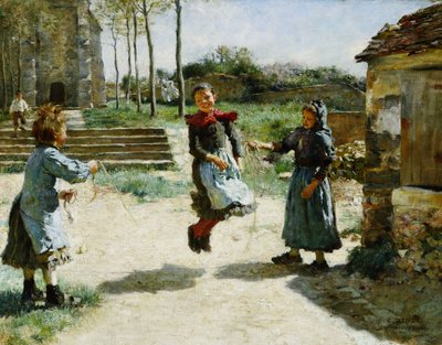 Meninas pulando corda; Rope Jumping Kids de Alphonse Etienne Dinet