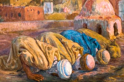 Oração num terraço em Bou-Saada ou Es-Sojoud (óleo sobre tela) de Alphonse Etienne Dinet
