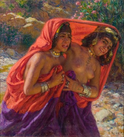 Os banhistas assustados; O vôo dos banhistas (óleo sobre tela) de Alphonse Etienne Dinet