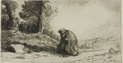 Um vagabundo andando por uma pista de Alphonse Legros