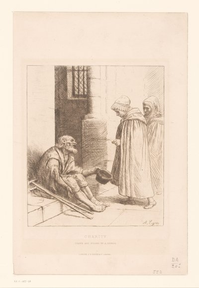 Mendigo numa escadaria
Caridade (título sobre o objecto) de Alphonse Legros