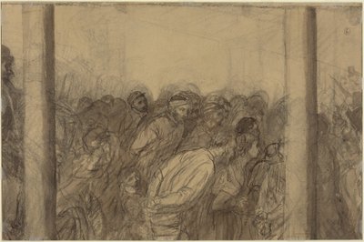 Multidão de pessoas vista entre duas colunas [verso] de Alphonse Legros