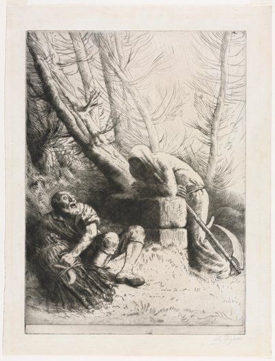 Morte e o lenhador, 1881. de Alphonse Legros