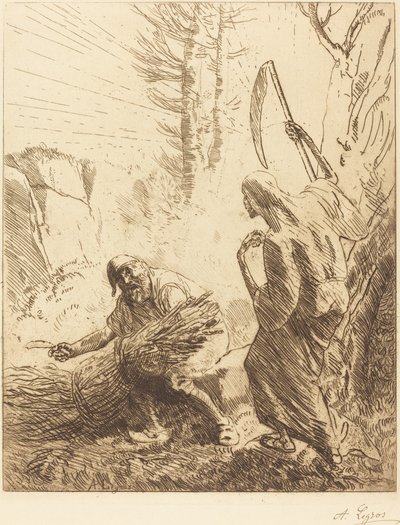 A Morte e o Lenhador, 3ª placa La mort et le bucheron. de Alphonse Legros