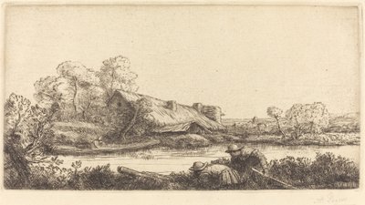 Fazenda ao longo do rio vista pelo Evening Light Fazenda ao longo do rio: Evening Light. de Alphonse Legros