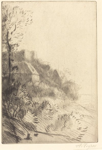 Fazenda em uma encosta à luz do sol de Alphonse Legros