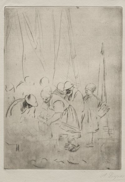 Pescadores no cais de Boulogne. de Alphonse Legros