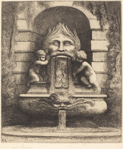 Fonte: Grotesco, Crianças e Bacia Une fonte: Masque, enfants et bassin. de Alphonse Legros