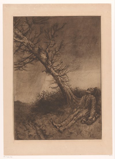 Velho morto debaixo de uma árvore Le mort du Vagabond de Alphonse Legros
