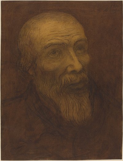 Cabeça de um homem careca com barba de Alphonse Legros