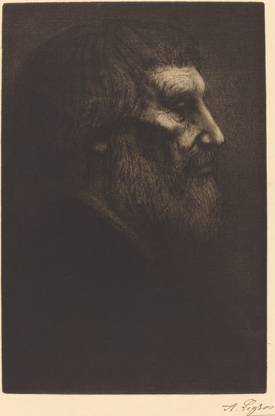 Cabeça de um mendigo Tete de mendiant. de Alphonse Legros