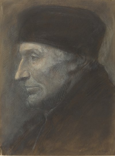Cabeça de um homem com um solidéu. de Alphonse Legros