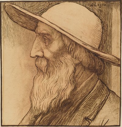 Cabeça de um velho com um chapéu de abas largas de Alphonse Legros