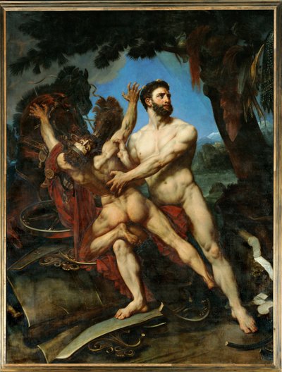 Hércules e Diomedes (pintura sobre tela) de Alphonse Legros