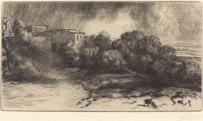 Fazenda em Brieux em uma tempestade de Alphonse Legros