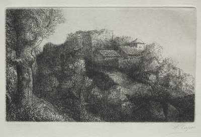 Paisagem (com edifícios) de Alphonse Legros