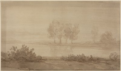 Paisagem - quatro árvores para além de um rio de Alphonse Legros