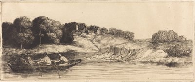 Paisagem com Barco, 1º prato (Le paysage au bateau) de Alphonse Legros