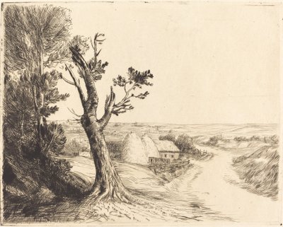 Paisagem com palheiros de Alphonse Legros