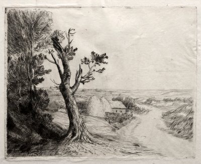 Paisagem com Strawstacks de Alphonse Legros