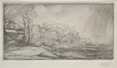 Paisagem com duas árvores de Alphonse Legros