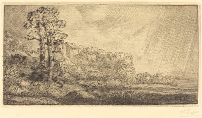 Paisagem com duas árvores Paisagem com duas árvores. de Alphonse Legros