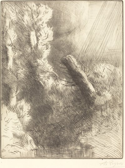 Memórias de Fountainbleau na chuva Souvenir de Fontainebleau Efeito chuva. de Alphonse Legros