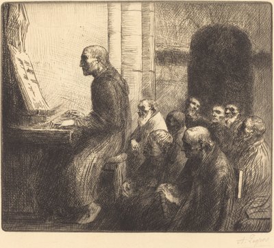 Monge tocando órgão na igreja (Moine jouant de l