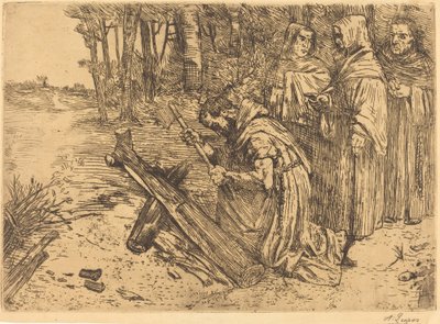 Monges cortando madeira (Les moines bucherons) de Alphonse Legros
