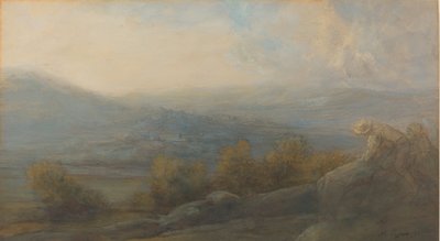 Paisagem de montanha com duas figuras à direita, 1905. de Alphonse Legros