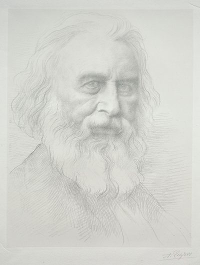 Retrato da placa de Henry Wadsworth Longfellow ò. de Alphonse Legros