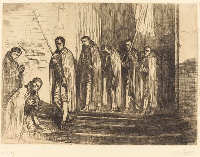 Procissão Saindo de uma Igreja Saindo da Procissão. de Alphonse Legros